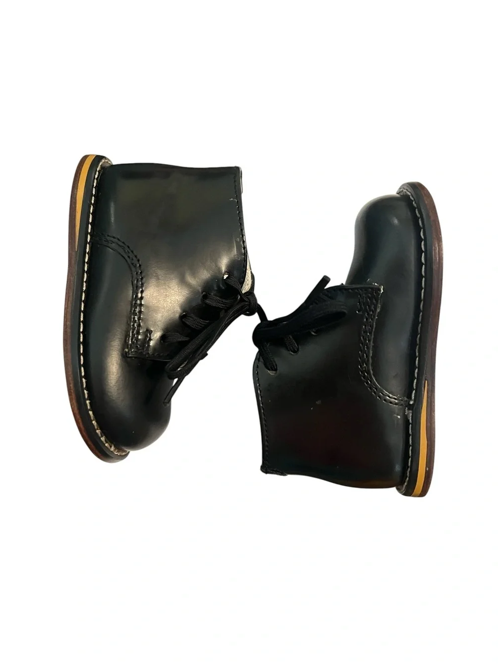 Josmo Walker Unisex Black Leather Baby Walking Shoes - Size 3.5
